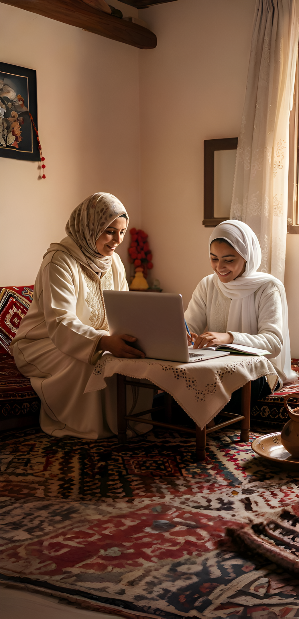 mother-helping-daughter-study